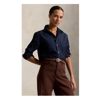Polo Ralph Lauren für Damen. 211B30368001 Relaxed Fit Hemd aus Baumwolle und Seide in Marineblau (S), Lässig, Langarm Polo Ralph Lauren für Damen. 211B30368001 Relaxed Fit Hemd aus Baumwolle und Seide in Marineblau (S), Lässig, Langarm