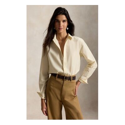 Polo Ralph Lauren für Damen. 211B30368006 Relaxed Fit Hemd aus Baumwolle und Seide in Beige (XS), Lässig, Langarm Polo Ralph Lauren für Damen. 211B30368006 Relaxed Fit Hemd aus Baumwolle und Seide in Beige (XS), Lässig, Langarm