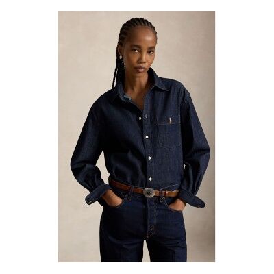 Polo Ralph Lauren für Damen. 211B17136001 Denim-Hemd Big Fit marineblau (S), Lässig, Baumwolle, Langarm Polo Ralph Lauren für Damen. 211B17136001 Denim-Hemd Big Fit marineblau (S), Lässig, Baumwolle, Langarm