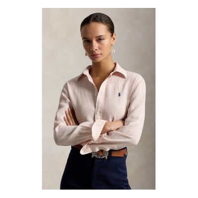 Polo Ralph Lauren für Damen. 211A96158009 Klassisches Leinenhemd mit rosa Streifen (S), Lässig, Langarm Polo Ralph Lauren für Damen. 211A96158009 Klassisches Leinenhemd mit rosa Streifen (S), Lässig, Langarm