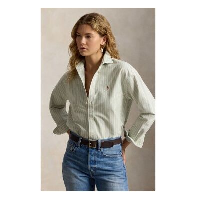 Polo Ralph Lauren für Damen. 211B21507001 Relaxed Fit Oxford-Hemd aus Baumwolle in Grün (S), Lässig, Langarm Polo Ralph Lauren für Damen. 211B21507001 Relaxed Fit Oxford-Hemd aus Baumwolle in Grün (S), Lässig, Langarm