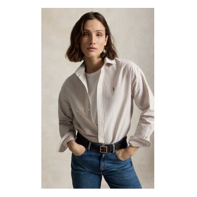 Polo Ralph Lauren für Damen. 211B21507003 Relaxed Fit Beige Oxford-Hemd aus Baumwolle (S), Lässig, Langarm Polo Ralph Lauren für Damen. 211B21507003 Relaxed Fit Beige Oxford-Hemd aus Baumwolle (S), Lässig, Langarm