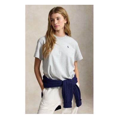 Polo Ralph Lauren für Damen. 211B17798001 Graues T-Shirt aus Baumwollstrick (M), Lässig, Baumwolle, Kurzarm Polo Ralph Lauren für Damen. 211B17798001 Graues T-Shirt aus Baumwollstrick (M), Lässig, Baumwolle, Kurzarm