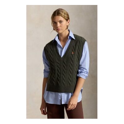 Polo Ralph Lauren für Damen. 211949994502 Strickweste aus Wolle und Kaschmir in Grün (M), Lässig, Ärmellos / Hosenträger Polo Ralph Lauren für Damen. 211949994502 Strickweste aus Wolle und Kaschmir in Grün (M), Lässig, Ärmellos / Hosenträger