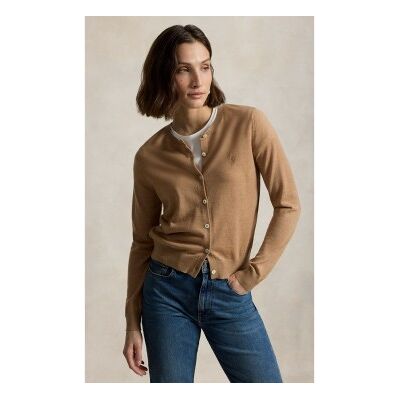 Polo Ralph Lauren für Damen. 211A99832004 Cardigan aus Wolle mit Rundhalsausschnitt beige (XS), Braun, Lässig Polo Ralph Lauren für Damen. 211A99832004 Cardigan aus Wolle mit Rundhalsausschnitt beige (XS), Braun, Lässig