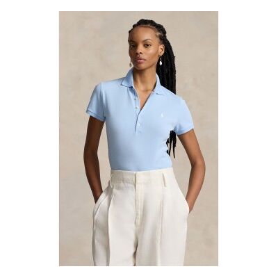 Polo Ralph Lauren für Damen. 211B18200002 Elastisches Slim Fit Poloshirt blau (L), Lässig, Baumwolle, Kurzarm Polo Ralph Lauren für Damen. 211B18200002 Elastisches Slim Fit Poloshirt blau (L), Lässig, Baumwolle, Kurzarm