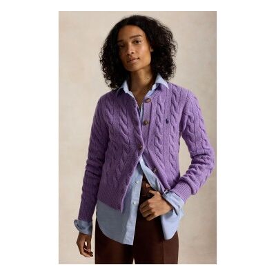 Polo Ralph Lauren für Damen. 211972104505 Lila Strickjacke aus Wolle und Kaschmir (XS), Lässig, Flieder Polo Ralph Lauren für Damen. 211972104505 Lila Strickjacke aus Wolle und Kaschmir (XS), Lässig, Flieder