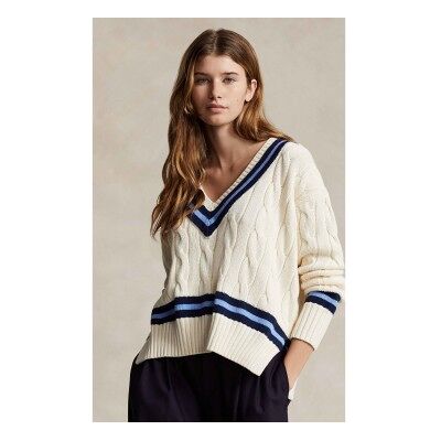 Polo Ralph Lauren für Damen. 211891676001 Ikonisches beigefarbenes Kricket-Trikot (XL), Lässig, Baumwolle Polo Ralph Lauren für Damen. 211891676001 Ikonisches beigefarbenes Kricket-Trikot (XL), Lässig, Baumwolle