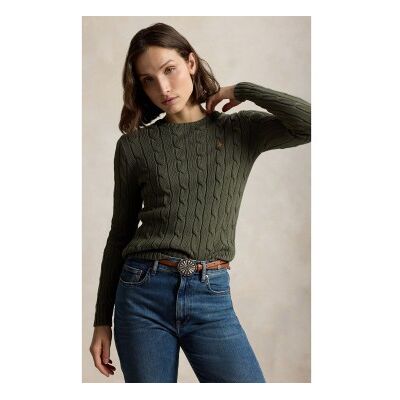 Polo Ralph Lauren für Damen. 211971869510 Grüner Baumwollpullover mit Zopfmuster (XS), Lässig, Baumwolle, Langarm Polo Ralph Lauren für Damen. 211971869510 Grüner Baumwollpullover mit Zopfmuster (XS), Lässig, Baumwolle, Langarm