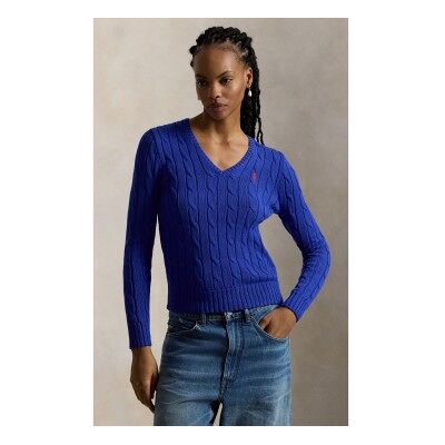 Polo Ralph Lauren für Damen. 211971870008 Blauer Zopfmuster-Pullover aus Baumwolle (XS), Lässig, Langarm Polo Ralph Lauren für Damen. 211971870008 Blauer Zopfmuster-Pullover aus Baumwolle (XS), Lässig, Langarm