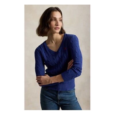 Polo Ralph Lauren für Damen. 211971870510 Blauer Baumwollpullover mit Zopfmuster (XXS), Lässig, Baumwolle, Langarm Polo Ralph Lauren für Damen. 211971870510 Blauer Baumwollpullover mit Zopfmuster (XXS), Lässig, Baumwolle, Langarm