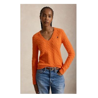 Polo Ralph Lauren für Damen. 211971866503 Orangefarbener Pullover aus Kaschmir und Wolle (XXL), Lässig, Langarm Polo Ralph Lauren für Damen. 211971866503 Orangefarbener Pullover aus Kaschmir und Wolle (XXL), Lässig, Langarm