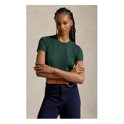 Polo Ralph Lauren für Damen. 211971872508 Kurzärmeliger Pullover mit grünem Rundhalsausschnitt (M), Lässig, Baumwolle, Kurzarm Polo Ralph Lauren für Damen. 211971872508 Kurzärmeliger Pullover mit grünem Rundhalsausschnitt (M), Lässig, Baumwolle, Kurzarm
