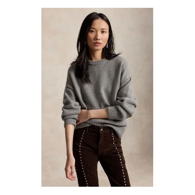Polo Ralph Lauren für Damen. 211B17753002 Grauer Wollpullover mit Rundhalsausschnitt (S), Lässig, Wolle, Langarm Polo Ralph Lauren für Damen. 211B17753002 Grauer Wollpullover mit Rundhalsausschnitt (S), Lässig, Wolle, Langarm