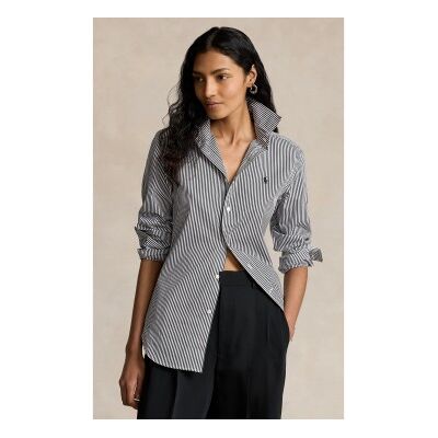 Polo Ralph Lauren für Damen. 211891379002 Slim Fit Hemd mit Streifen schwarz, weiß (50), Lässig, Baumwolle, Langarm Polo Ralph Lauren für Damen. 211891379002 Slim Fit Hemd mit Streifen schwarz, weiß (50), Lässig, Baumwolle, Langarm