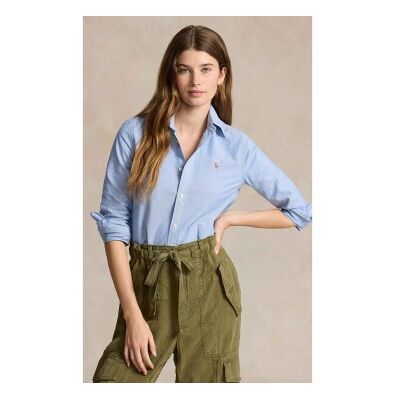 Polo Ralph Lauren für Damen. 211941520001 Iconic oxford Stretch Slim fit Hemd blau (42), Lässig, Baumwolle, Langarm Polo Ralph Lauren für Damen. 211941520001 Iconic oxford Stretch Slim fit Hemd blau (42), Lässig, Baumwolle, Langarm