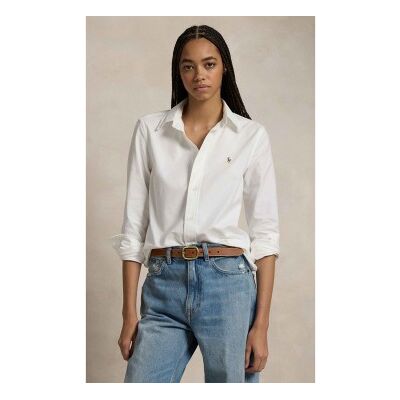Polo Ralph Lauren für Damen. 211941520002 Das ikonische Stretch Slim Oxford-Hemd weiß (42), Lässig, Baumwolle, Langarm Polo Ralph Lauren für Damen. 211941520002 Das ikonische Stretch Slim Oxford-Hemd weiß (42), Lässig, Baumwolle, Langarm