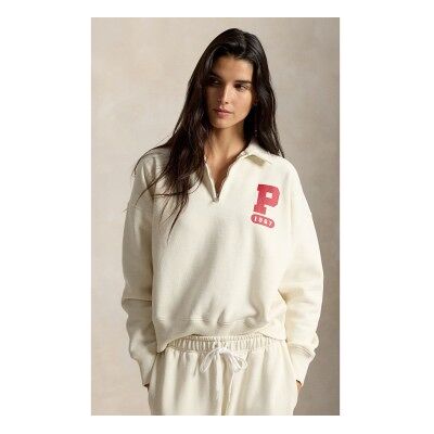 Polo Ralph Lauren für Damen. 211B17801001 Fleece-Sweatshirt mit "P"-Logo beige (XS), Lässig, Baumwolle, Kurzarm Polo Ralph Lauren für Damen. 211B17801001 Fleece-Sweatshirt mit "P"-Logo beige (XS), Lässig, Baumwolle, Kurzarm