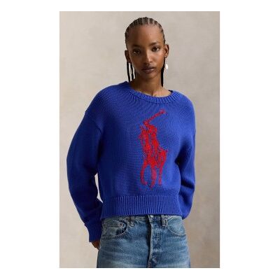 Polo Ralph Lauren für Damen. 211A96234001 Baumwollpulli mit Big Pony blau (XS), Lässig, Baumwolle Polo Ralph Lauren für Damen. 211A96234001 Baumwollpulli mit Big Pony blau (XS), Lässig, Baumwolle