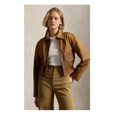 Polo Ralph Lauren für Damen. 211A93145001 Braune kurze Lederjacke (M), Lässig Polo Ralph Lauren für Damen. 211A93145001 Braune kurze Lederjacke (M), Lässig