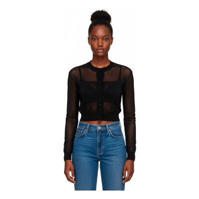 Rotate für Damen. 113707100 Durchsichtige Strickjacke schwarz (34), Lässig, Viskose, Langarm Rotate für Damen. 113707100 Durchsichtige Strickjacke schwarz (34), Lässig, Viskose, Langarm