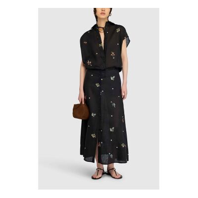 Semicouture für Damen. S6SN57 Hemd Elen schwarz (44), Lässig, Leinen, Kurzarm Semicouture für Damen. S6SN57 Hemd Elen schwarz (44), Lässig, Leinen, Kurzarm