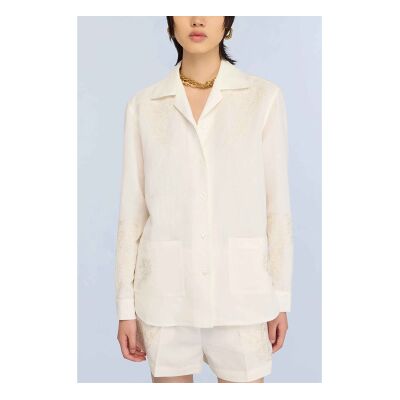 Semicouture für Damen. S6SM40 Olivfarbenes Hemd off-white (42), Weiß, Beige, Lässig, Viskose, Langarm Semicouture für Damen. S6SM40 Olivfarbenes Hemd off-white (42), Weiß, Beige, Lässig, Viskose, Langarm