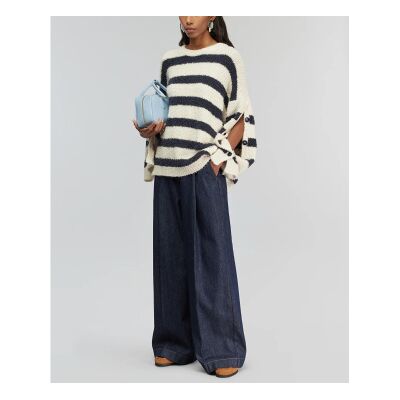Semicouture für Damen. Y5WB52 Simonne Pullover navy, beige (XS), Lässig, Baumwolle, Marine Semicouture für Damen. Y5WB52 Simonne Pullover navy, beige (XS), Lässig, Baumwolle, Marine