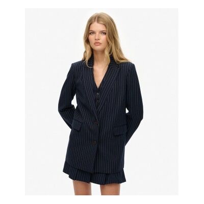 Superdry für Damen. W5012032A Americana Pinstripe Boyfriend Marineblau (L), Lässig, Klassisch, Polyester Superdry für Damen. W5012032A Americana Pinstripe Boyfriend Marineblau (L), Lässig, Klassisch, Polyester