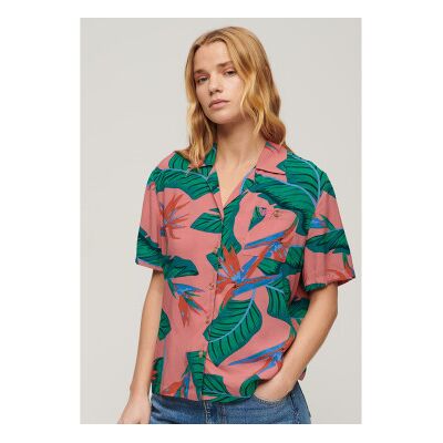Superdry für Damen. W4010419A Strand Resort Shirt rosa (XS), Lässig, Strandbekleidung, Viskose, Kurzarm Superdry für Damen. W4010419A Strand Resort Shirt rosa (XS), Lässig, Strandbekleidung, Viskose, Kurzarm