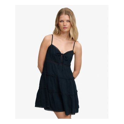 Superdry für Damen. W8012115A Gestuftes Mini-Kleid aus Cheesecloth marineblau (XL), Lässig, Baumwolle, Ärmellos / Hosenträger Superdry für Damen. W8012115A Gestuftes Mini-Kleid aus Cheesecloth marineblau (XL), Lässig, Baumwolle, Ärmellos / Hosenträger