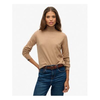 Superdry für Damen. W6110645A Klassischer Pullover mit braunem Rollkragen (S), Lässig, Synthetisch, Polyester, Langarm, Taupe Superdry für Damen. W6110645A Klassischer Pullover mit braunem Rollkragen (S), Lässig, Synthetisch, Polyester, Langarm, Taupe