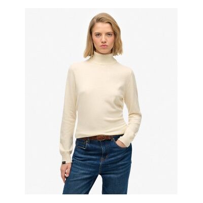 Superdry für Damen. W6110645A Klassischer beiger Turtle-Pullover (XS), Lässig, Polyester Superdry für Damen. W6110645A Klassischer beiger Turtle-Pullover (XS), Lässig, Polyester