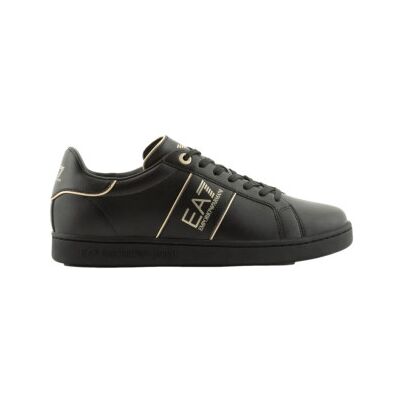 EA7 Unisex. X8X102_XK346 Klassische Logo-Ledersneakers schwarz (50), Wohnung, Schnürsenkel, Lässig EA7 Unisex. X8X102_XK346 Klassische Logo-Ledersneakers schwarz (50), Wohnung, Schnürsenkel, Lässig
