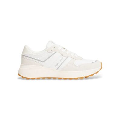 Tommy Jeans für Damen. EN0EN02788 Stollen Ledersneakers weiß (40), Wohnung, Schnürsenkel, Lässig Tommy Jeans für Damen. EN0EN02788 Stollen Ledersneakers weiß (40), Wohnung, Schnürsenkel, Lässig