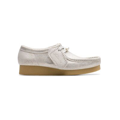 Clarks für Damen. 26184610 WallabeeE VOS silberne Lederschuhe (39.5), Wohnung, Schnürsenkel, Lässig Clarks für Damen. 26184610 WallabeeE VOS silberne Lederschuhe (39.5), Wohnung, Schnürsenkel, Lässig