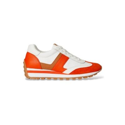 Lauren Ralph Lauren für Damen. 802P04672002 Dani Turnschuhe aus orangefarbenem Leder (38.5), Weiß, Wohnung, 1 bis 3 cm, Schnürsenkel, Lässig Lauren Ralph Lauren für Damen. 802P04672002 Dani Turnschuhe aus orangefarbenem Leder (38.5), Weiß, Wohnung, 1 bis 3 cm, Schnürsenkel, Lässig