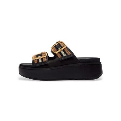 Fitflop für Damen. A3E-231 Sandalen Gen-FF Max Buckle Stripe-Webbing Two-Bar Slides, schwarz (36), Stoff, Wohnung, Keine, Lässig Fitflop für Damen. A3E-231 Sandalen Gen-FF Max Buckle Stripe-Webbing Two-Bar Slides, schwarz (36), Stoff, Wohnung, Keine, Lässig