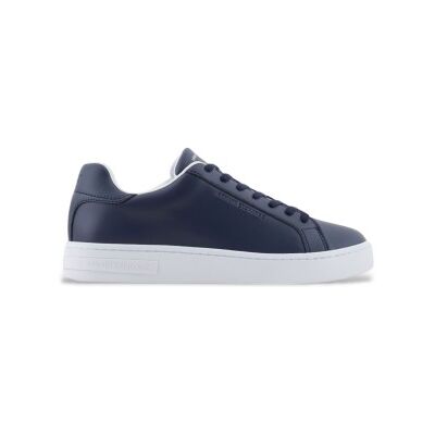 A X Armani Exchange für Herren. XM000141AF11912UB100 Marinefarbene Lederturnschuhe (44), Wohnung, Schnürsenkel, Lässig A X Armani Exchange für Herren. XM000141AF11912UB100 Marinefarbene Lederturnschuhe (44), Wohnung, Schnürsenkel, Lässig
