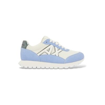 A X Armani Exchange für Damen. XW002150AF19388MZ739 Sneakers mit Mesh-Einsätzen und blauer texturierter Gummisohle (36), Stoff, Wohnung, Sch A X Armani Exchange für Damen. XW002150AF19388MZ739 Sneakers mit Mesh-Einsätzen und blauer texturierter Gummisohle (36), Stoff, Wohnung, Sch