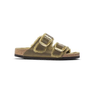 Birkenstock für Damen. 1023240 Sandalen Arizona Big Buckle Lammfell (Schmale Passform) olivgrün (41), Braun, Wohnung, Schnalle, Lässig Birkenstock für Damen. 1023240 Sandalen Arizona Big Buckle Lammfell (Schmale Passform) olivgrün (41), Braun, Wohnung, Schnalle, Lässig