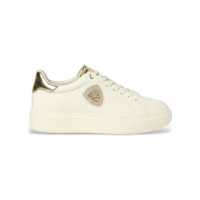 Blauer für Damen. S6VENUS01 Leder-Sneakers Venus weiß, gold (39), Wohnung, Schnürsenkel, Lässig Blauer für Damen. S6VENUS01 Leder-Sneakers Venus weiß, gold (39), Wohnung, Schnürsenkel, Lässig
