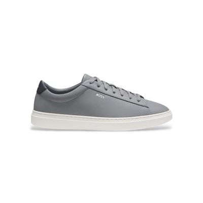 Boss für Herren. 50552853 Kieran Tenn Sneaker aus grauem Leder (43), Wohnung, Schnürsenkel, Lässig Boss für Herren. 50552853 Kieran Tenn Sneaker aus grauem Leder (43), Wohnung, Schnürsenkel, Lässig