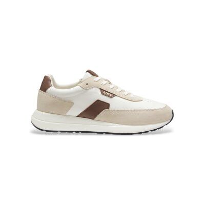 Boss für Herren. 50568951 Vinston Runn Sneaker aus Leder in Beige (45), Wohnung, Schnürsenkel, Lässig Boss für Herren. 50568951 Vinston Runn Sneaker aus Leder in Beige (45), Wohnung, Schnürsenkel, Lässig
