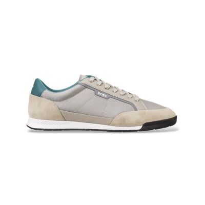 Boss für Herren. 50568486 Turnschuhe mit Wildlederbesatz und geriffelter, beiger Sohle (40), Wohnung, Schnürsenkel, Lässig Boss für Herren. 50568486 Turnschuhe mit Wildlederbesatz und geriffelter, beiger Sohle (40), Wohnung, Schnürsenkel, Lässig
