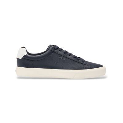 Boss für Herren. 50542114 Aiden Tenn Leder-Sneaker marineblau (43), Wohnung, Schnürsenkel, Lässig Boss für Herren. 50542114 Aiden Tenn Leder-Sneaker marineblau (43), Wohnung, Schnürsenkel, Lässig
