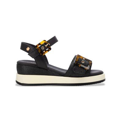 Carmela für Damen. 16222701-NEGRO Sandalen 162227 schwarz (38), Stoff, 5 bis 8 cm, Schnalle, Lässig Carmela für Damen. 16222701-NEGRO Sandalen 162227 schwarz (38), Stoff, 5 bis 8 cm, Schnalle, Lässig