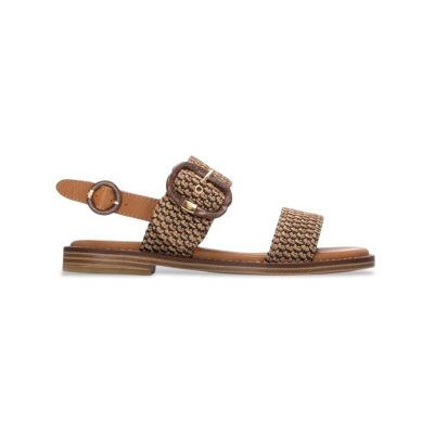 Carmela für Damen. 16315901-CAMEL Sandalen 163159 braun (36), Stoff, Wohnung, Schnalle, Lässig Carmela für Damen. 16315901-CAMEL Sandalen 163159 braun (36), Stoff, Wohnung, Schnalle, Lässig