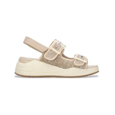 Carmela für Damen. 16326701-BEIGE Sandalen 163267 beige (36), Stoff, 3 bis 5 cm, Schnalle, Lässig Carmela für Damen. 16326701-BEIGE Sandalen 163267 beige (36), Stoff, 3 bis 5 cm, Schnalle, Lässig