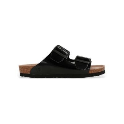 Genuins für Damen. G106300 Honolulu Vegane Sandalen aus schwarzem Lackleder (36), Wohnung, Keine, Lässig Genuins für Damen. G106300 Honolulu Vegane Sandalen aus schwarzem Lackleder (36), Wohnung, Keine, Lässig
